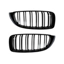 Kidney Grilles for 2014-20 BMW 4-Series F32/F33/F36 (Gloss Black Dual Slat) - Galaxy Auto CA
