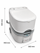 Portable Flushing Toilet for Camping, RV, Travel and Boating – 14L Fresh Water Tank, 12L/20L Detachable Waste Tank, Piston Pump, Level Indicator and Rotating Pour Spout