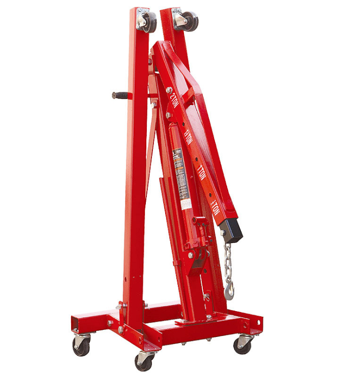 2-Ton Hydraulic Engine Hoist – Heavy-Duty Folding Shop Crane with Wheels