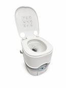 Portable Flushing Toilet for Camping, RV, Travel and Boating – 14L Fresh Water Tank, 12L/20L Detachable Waste Tank, Piston Pump, Level Indicator and Rotating Pour Spout