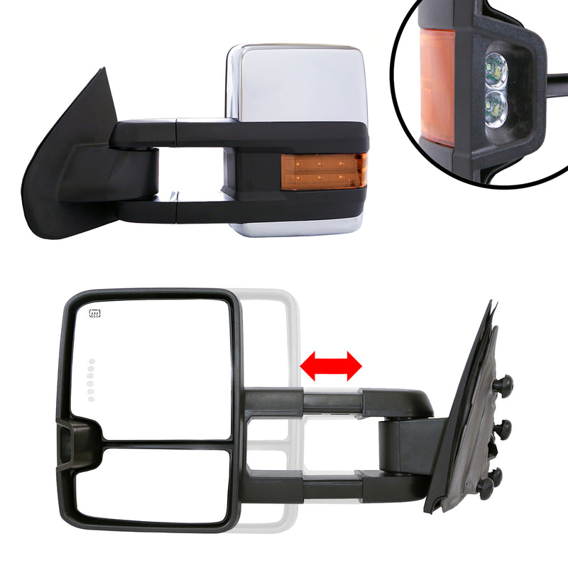 Towing Mirrors for 2014-18 Chevy Silverado/GMC Sierra 1500 & 2015-19 Silverado/Sierra 2500/3500