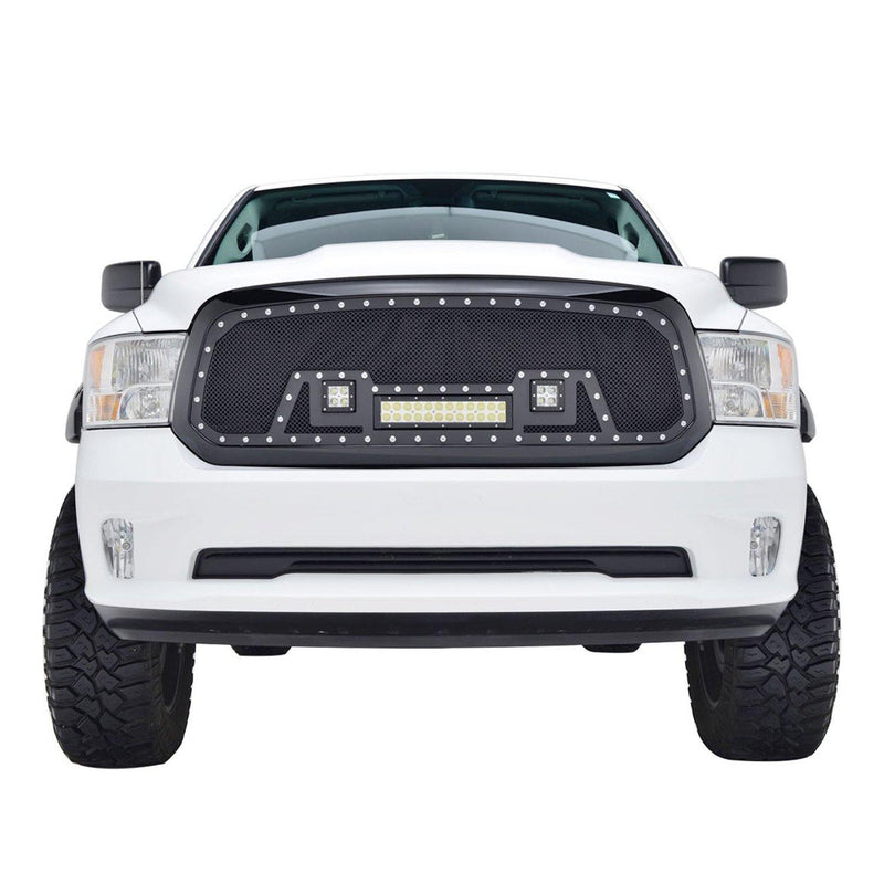 Black Stainless Steel Wire Mesh Grille for 2013-18 Dodge Ram 1500 & 2019-21 Ram 1500 Classic/Warlock - Galaxy Auto CA