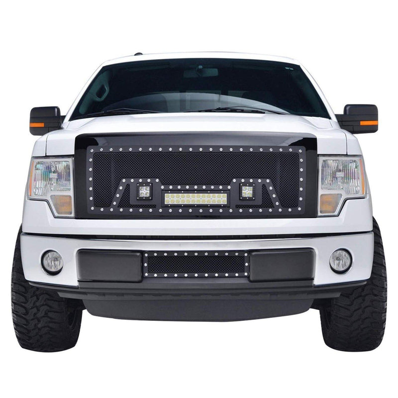 Black Stainless Steel Wire Mesh Grille for 2009-14 Ford F150 - Galaxy Auto CA