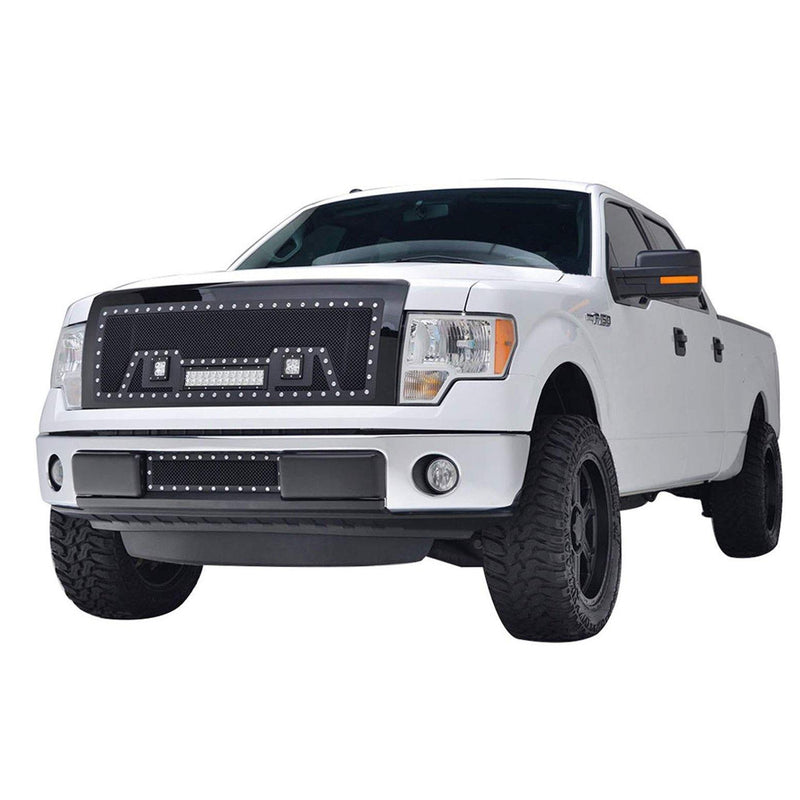 Black Stainless Steel Wire Mesh Grille for 2009-14 Ford F150 - Galaxy Auto CA