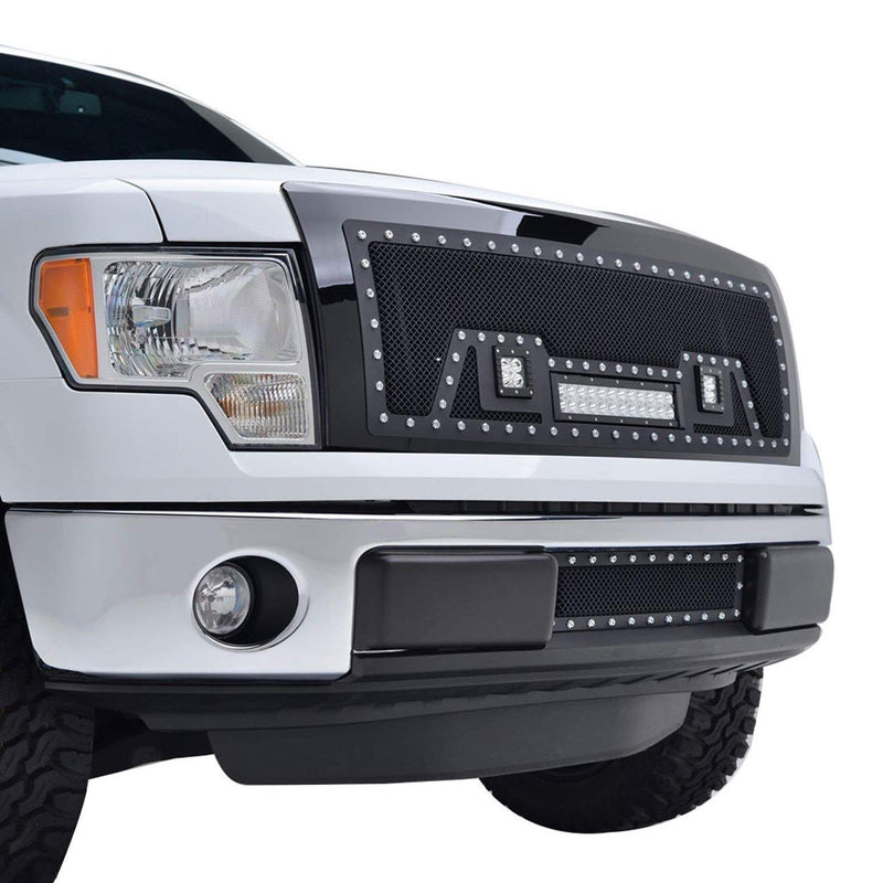 Black Stainless Steel Wire Mesh Grille for 2009-14 Ford F150 - Galaxy Auto CA