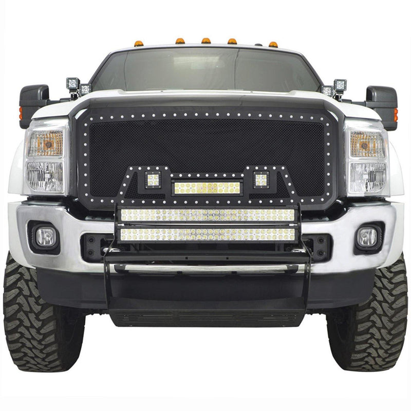 Black Stainless Steel Wire Mesh Grille for 2011-16 Ford F250/F350/F450/F550 - Galaxy Auto CA