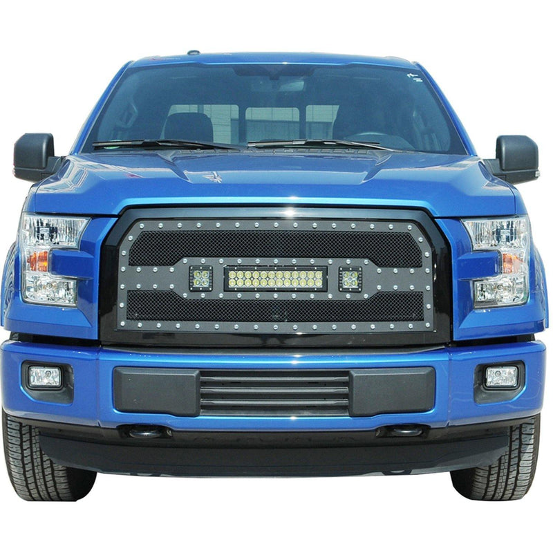 Black Stainless Steel Wire Mesh Grille for 2015-17 Ford F150 - Galaxy Auto CA