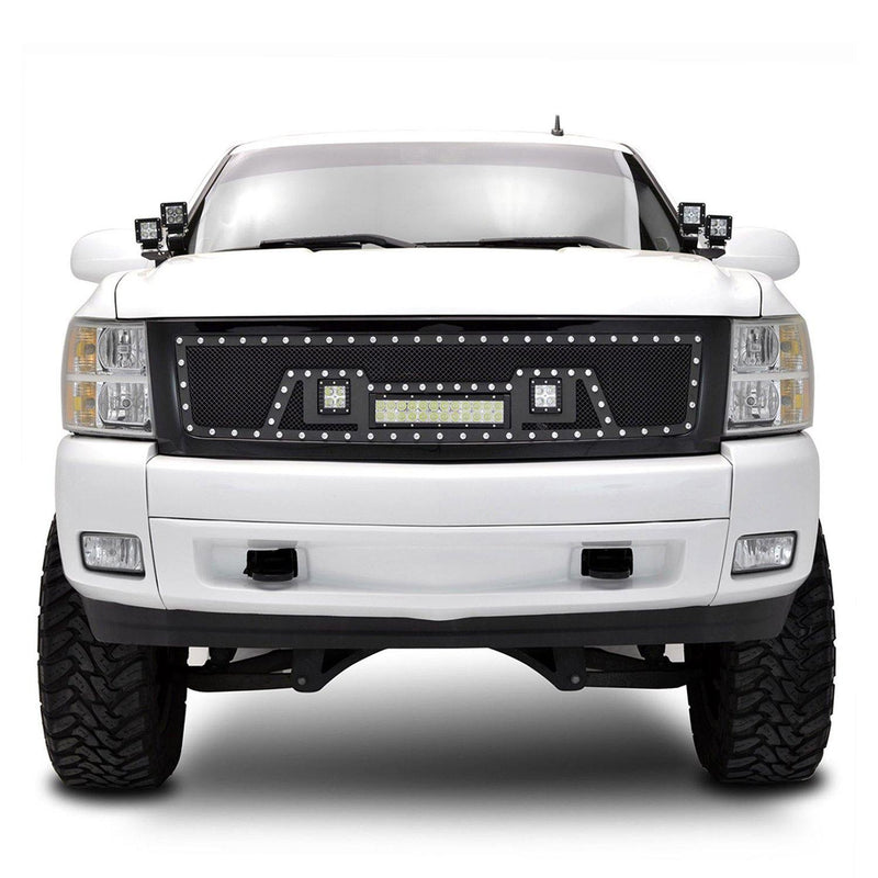 Black Stainless Steel Wire Mesh Grille for 2007-13 Chevy Silverado 1500 (Excluding 2007 Classic Models) - Galaxy Auto CA