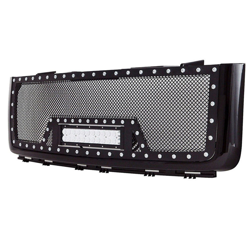 Black Stainless Steel Wire Mesh Grille for 2007-13 GMC Sierra 1500 (Excluding 2007 Classic Models) - Galaxy Auto CA