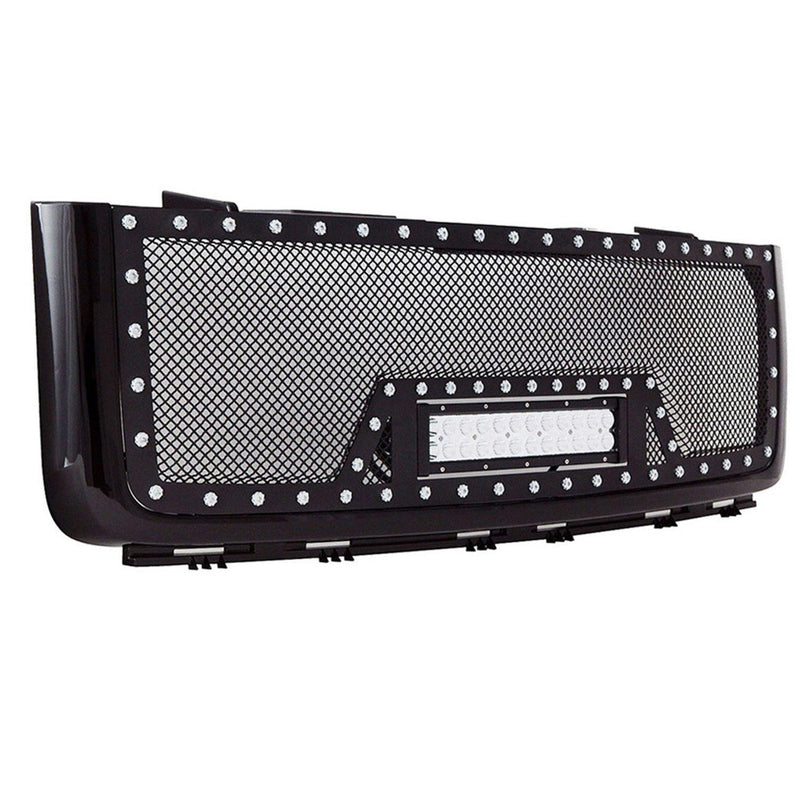 Black Stainless Steel Wire Mesh Grille for 2007-13 GMC Sierra 1500 (Excluding 2007 Classic Models) - Galaxy Auto CA