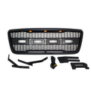 Ford Grille for 2004-08 Ford F150 - Raptor Mesh Style Full Front Grill with Three LED Lights (Matte Black) - Galaxy Auto CA