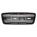 Ford Grille for 2004-08 Ford F150 - Raptor Mesh Style Full Front Grill with Three LED Lights (Matte Black) - Galaxy Auto CA
