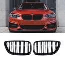 Kidney Grilles for 2014-19 BMW 2-Series F22/F23 (Gloss Black Dual Slat) - Galaxy Auto CA