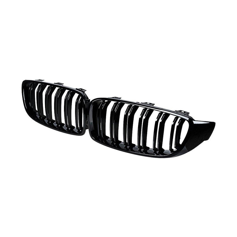 Kidney Grilles for 2014-20 BMW 4-Series F32/F33/F36 (Gloss Black Dual Slat) - Galaxy Auto CA