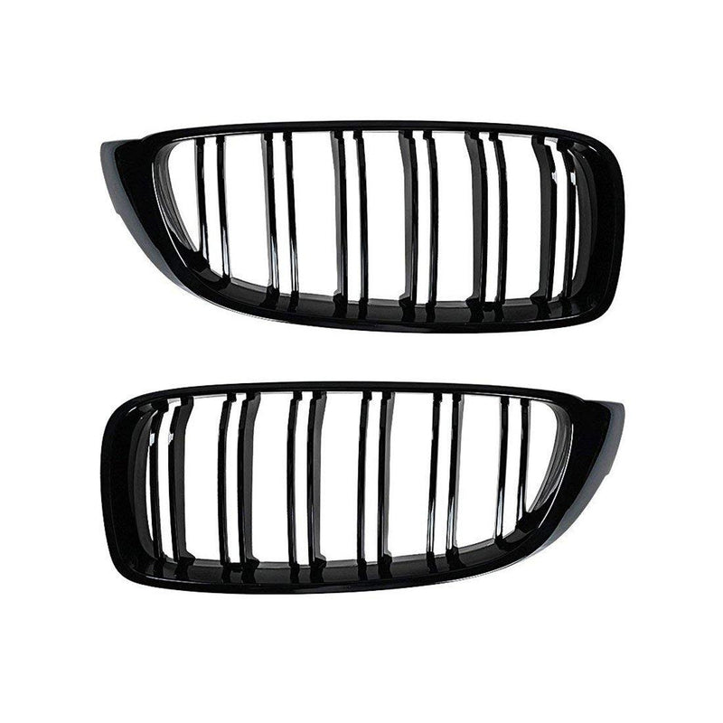 Kidney Grilles for 2014-20 BMW 4-Series F32/F33/F36 (Gloss Black Dual Slat) - Galaxy Auto CA