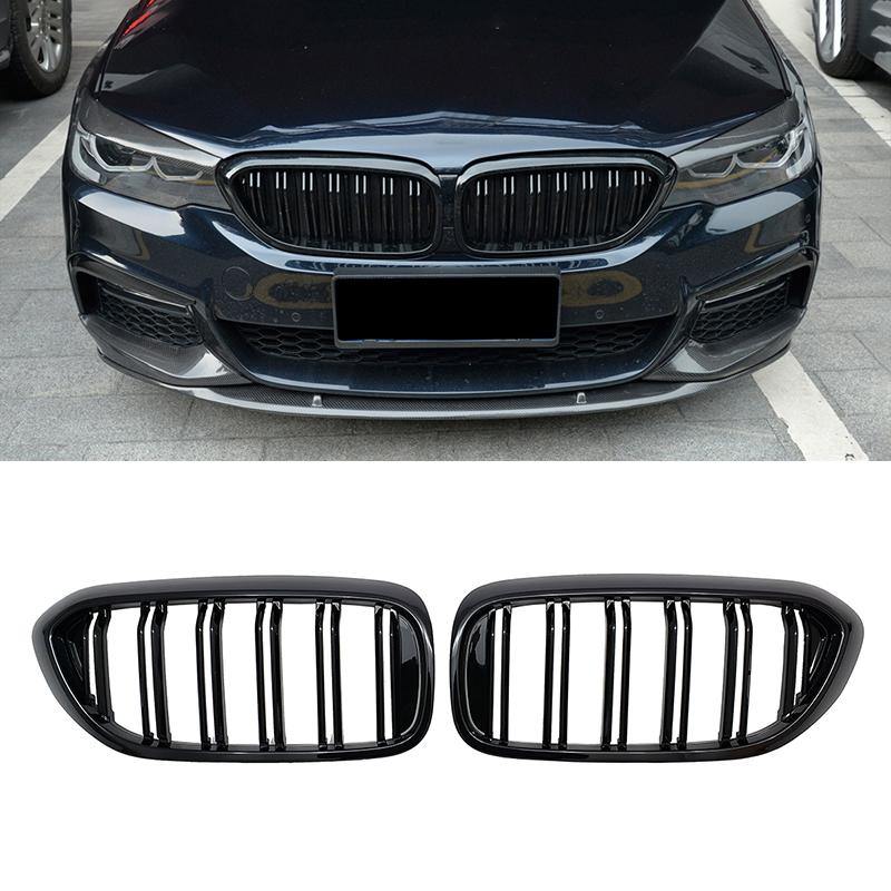 Kidney Grilles for 2017-20 BMW 5-Series G30/G31 (Gloss Black Dual Slat) - Galaxy Auto CA