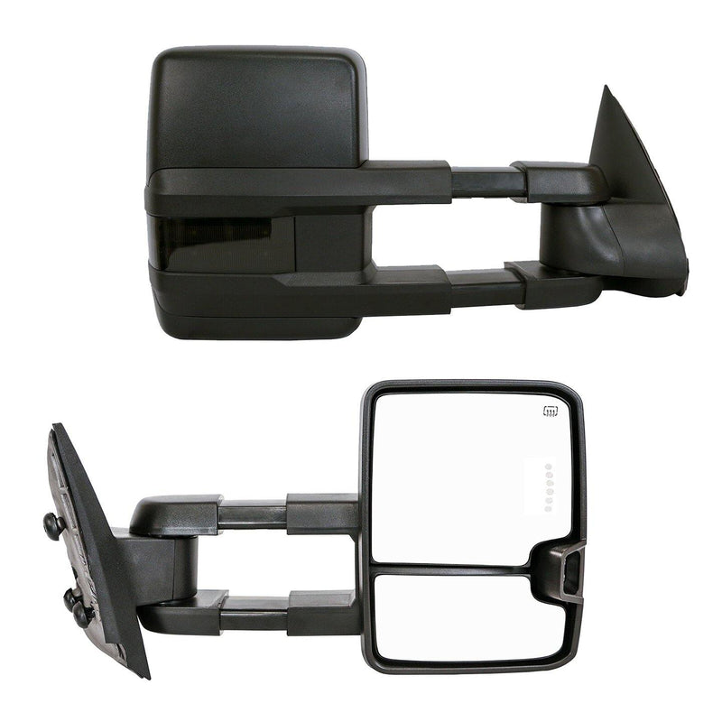 Towing Mirrors for 2003-06 Chevy Silverado/GMC Sierra (Black with Smoked Signals) - Galaxy Auto CA