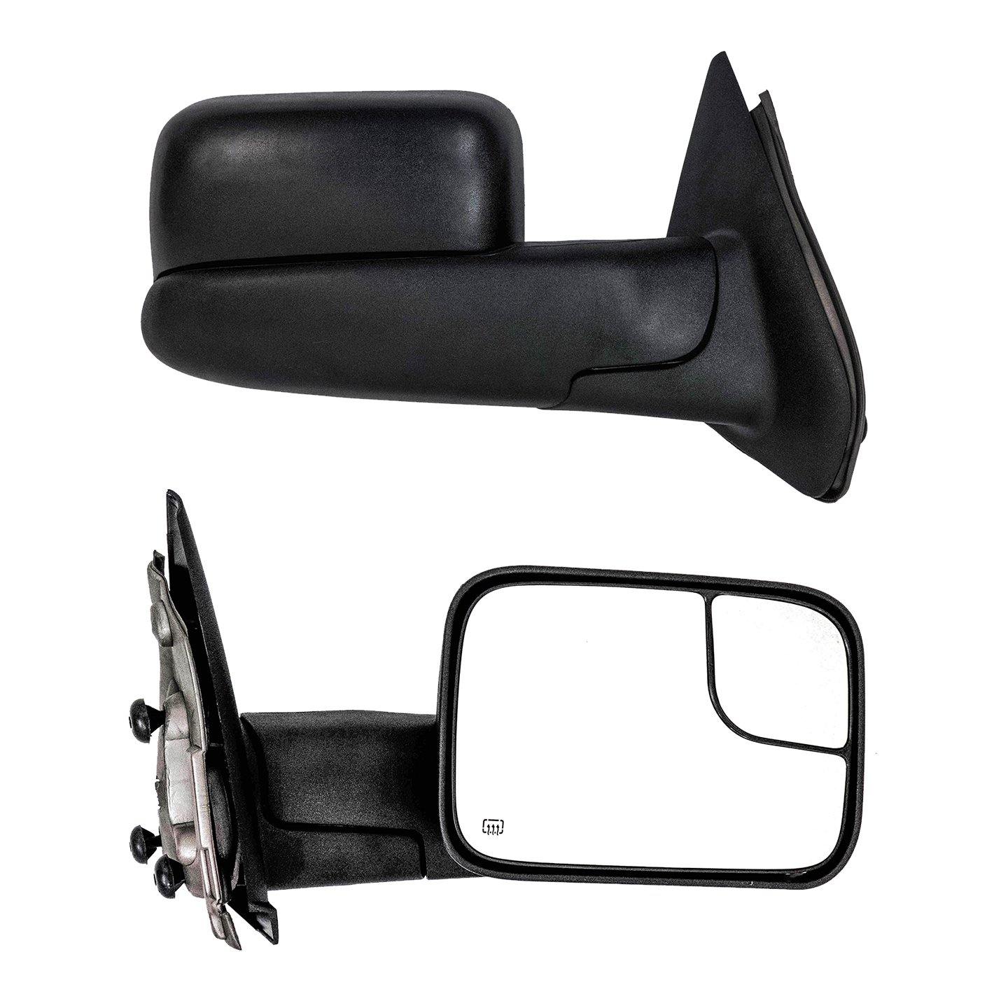 thumbnail image 2 of Pair Manual Towing Mirrors – Chrome, Fits 2002-2008 Dodge Ram 1500 & 2003-2009 2500/3500, Fold-Away, Screw-On 2 of 5